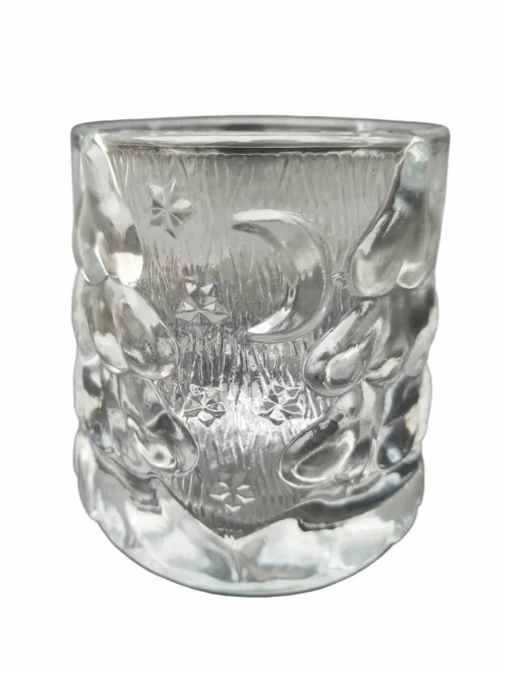 Vintage Indonesia Glass Votive Candle  Holders set of 2 - winter moon Christmas